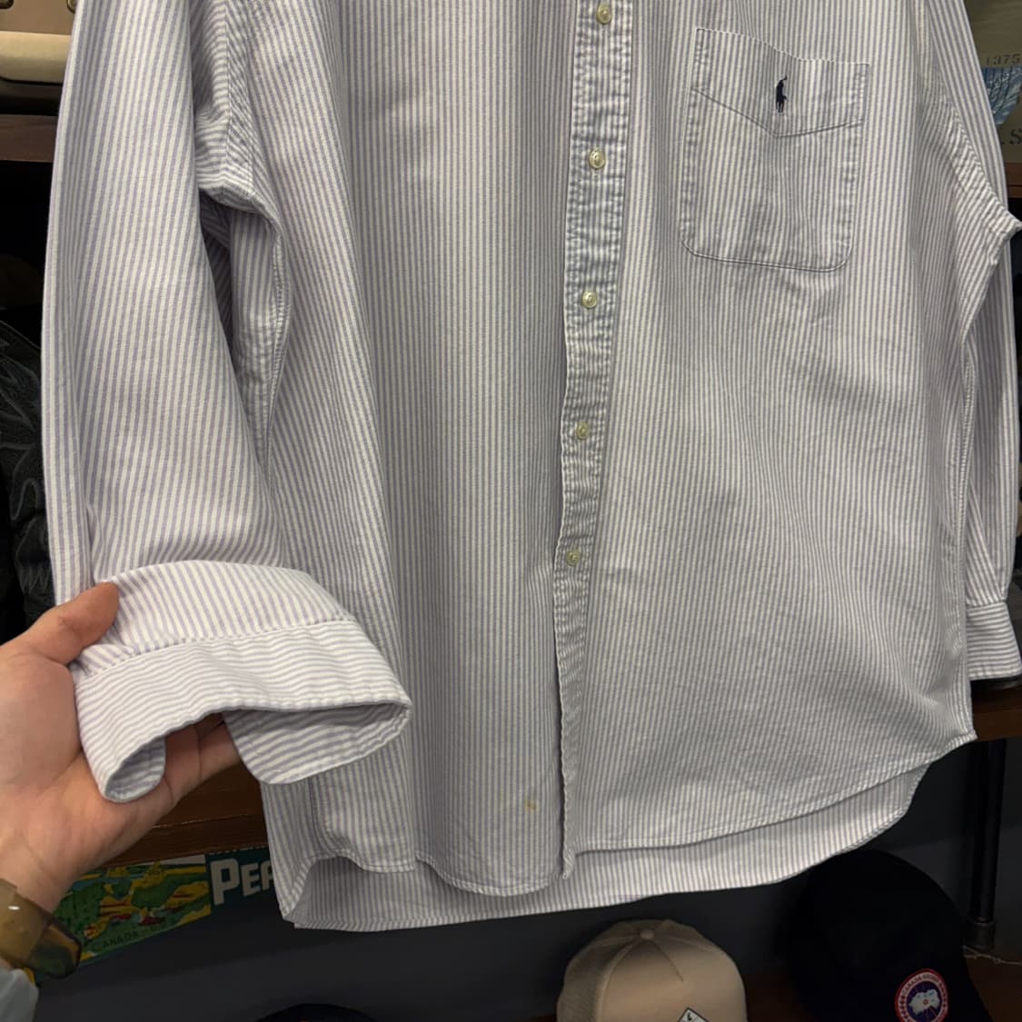 90s 폴로 랄프로렌 빅셔츠 라인 스트라이프 옥스포드 셔츠 N792 상품이미지4