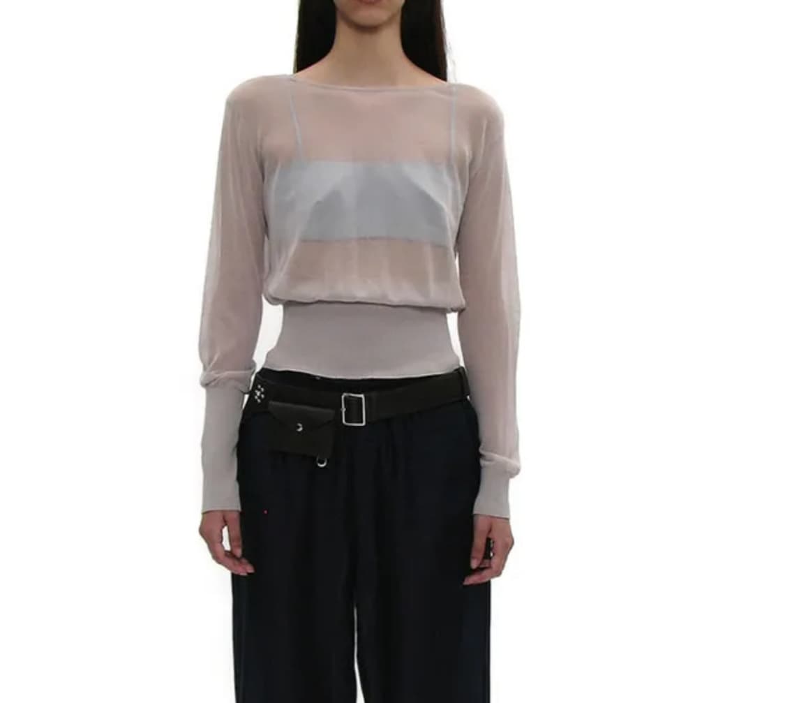 파르티멘토 우먼 언발란스드 쉬어 니트 탑 라이트 그레이 상품이미지1