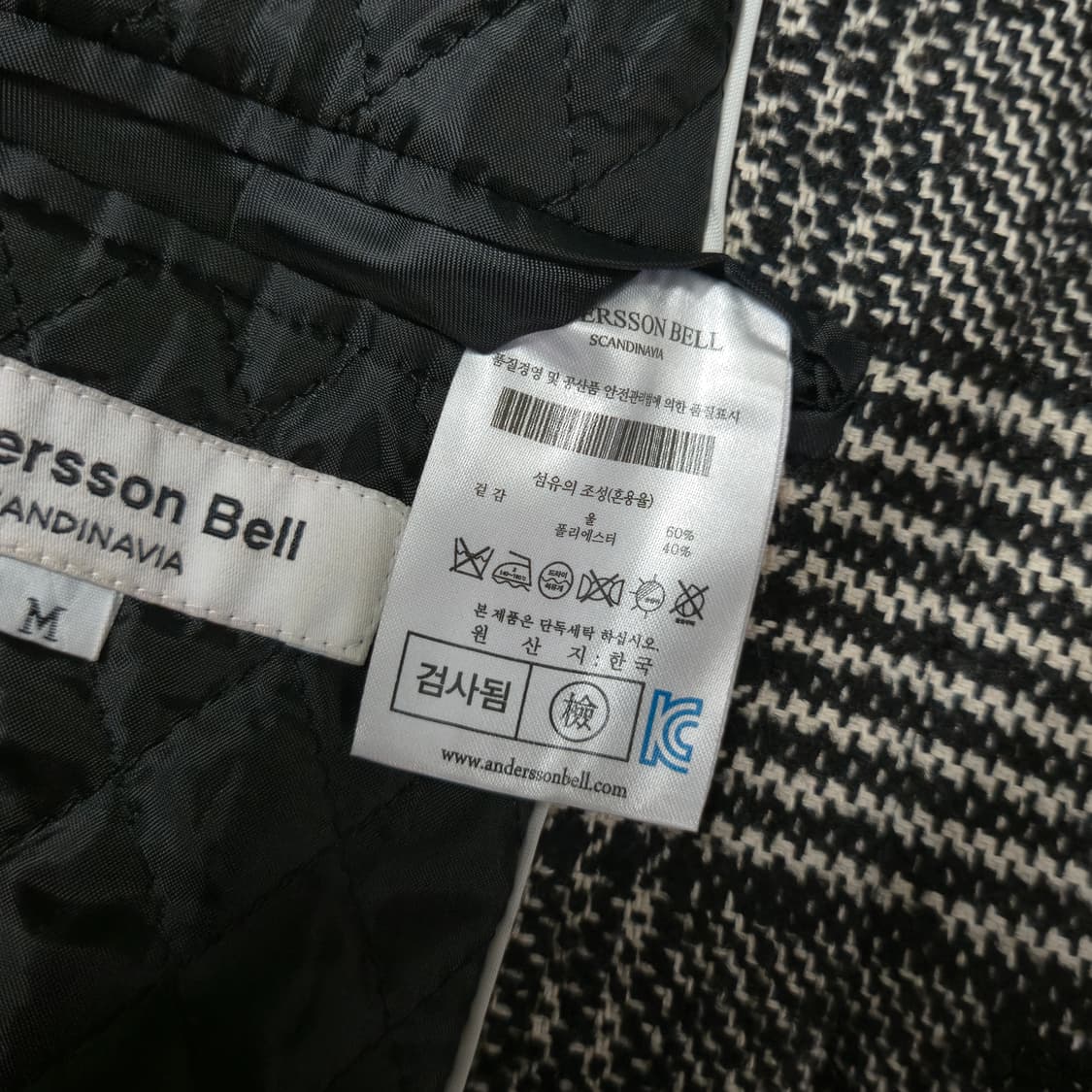 M) 앤더슨벨 울혼방 글렌체크 코트 상품이미지8