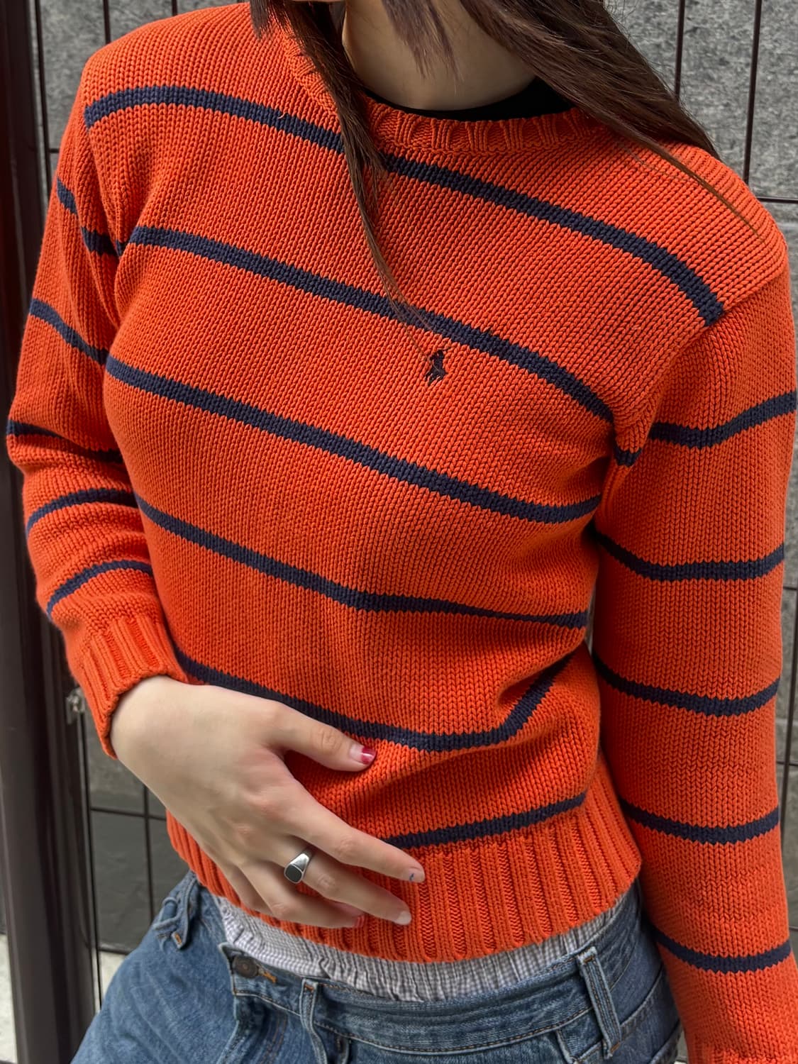 폴로 오렌지 스트라이프 니트 상품이미지5