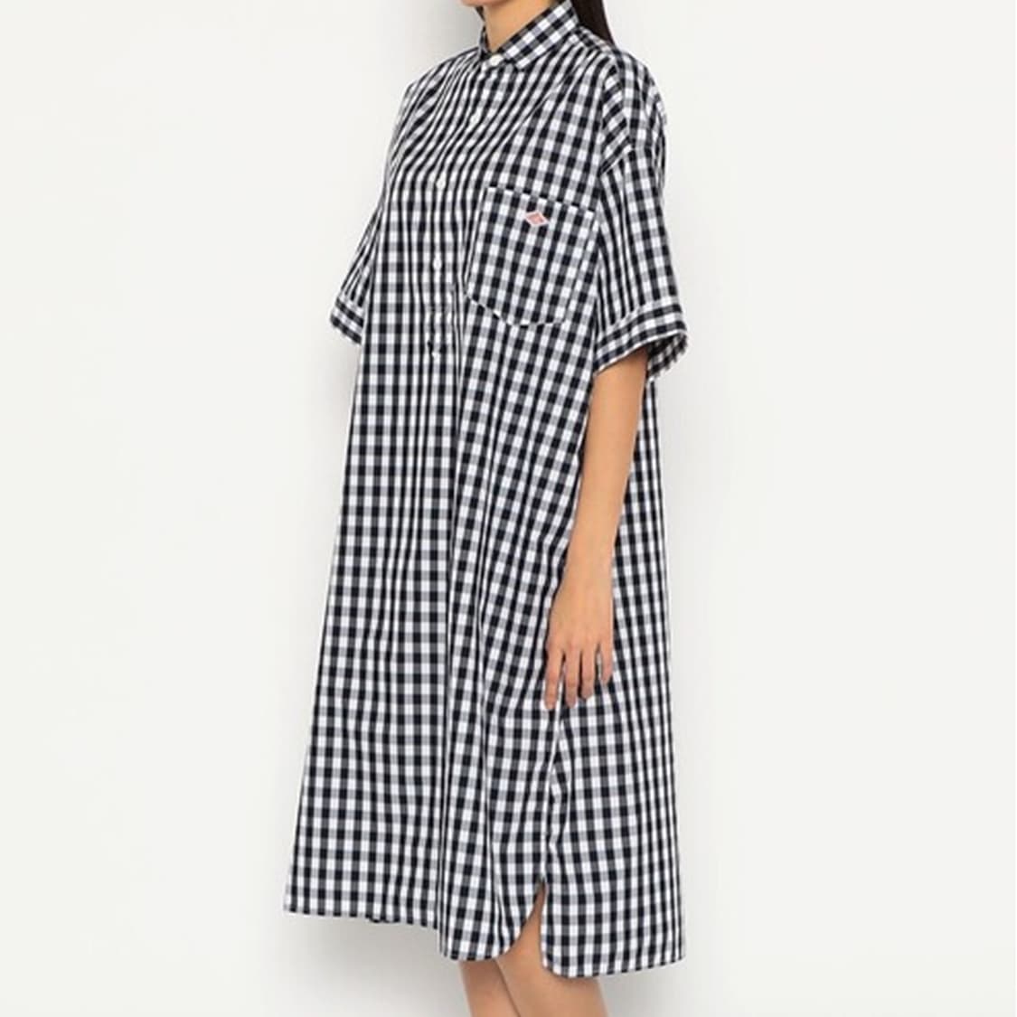 삼성물산 단톤 체크 셔츠 롱 반팔 원피스 오버루즈 거의새것 사랑봉봉 상품이미지1