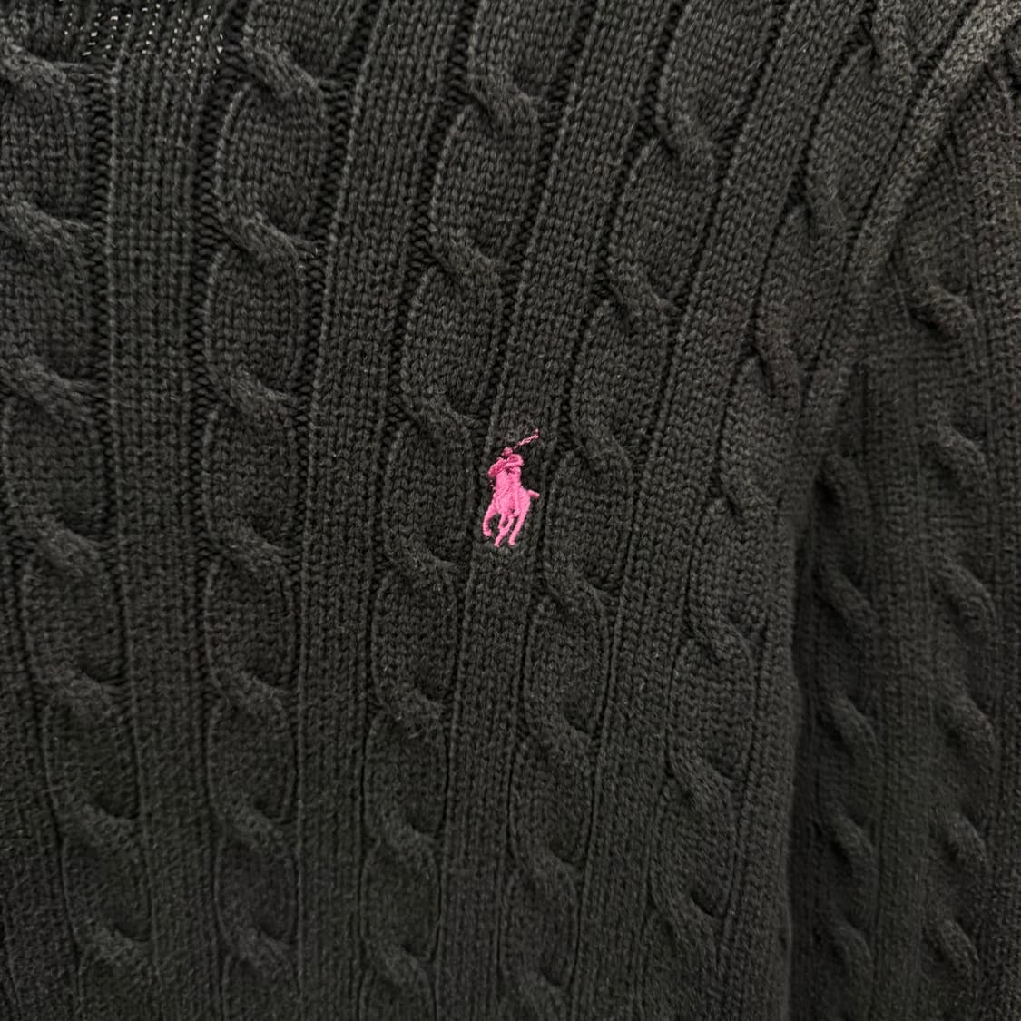 폴로 랄프포렌 케이블 니트 핑크 포니 포인트 블랙 상품이미지6