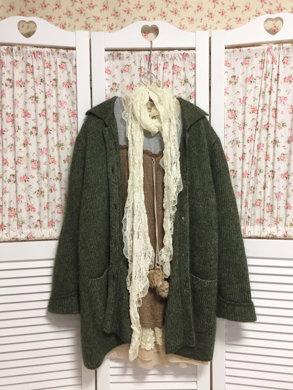 빈티지 녹차 가디건 상품이미지2