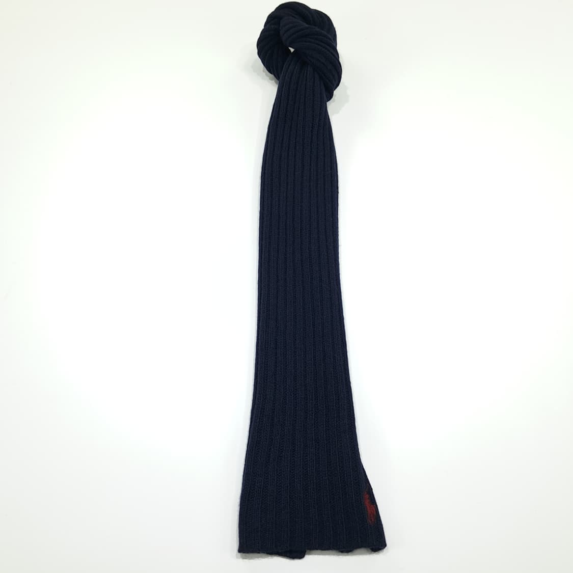 MX342 폴로 랄프로렌 다크네이비 리브드 램스울 니트 목도리 머플러 상품이미지4