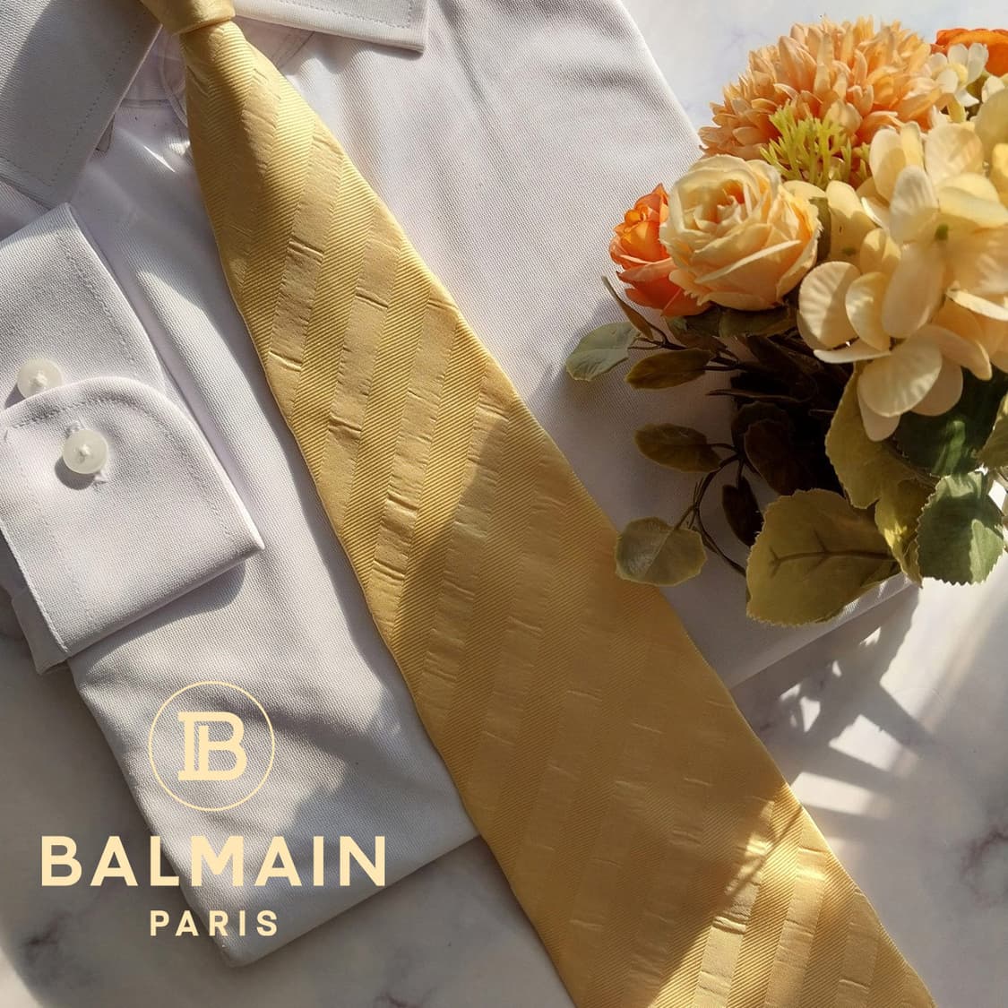 발망 옐로우 자카드 블록 패턴 실크 넥타이 9.6cm A등급 K1523
 상품이미지1