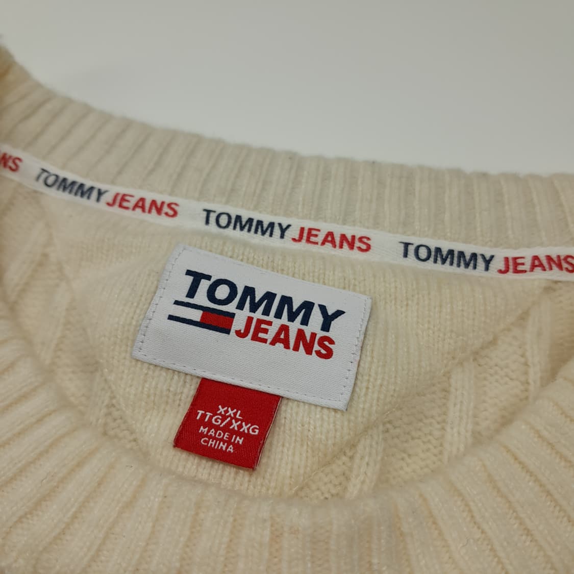 CL127 2XL 타미 진스 크림화이트 울 혼방 케이블 니트 상품이미지3
