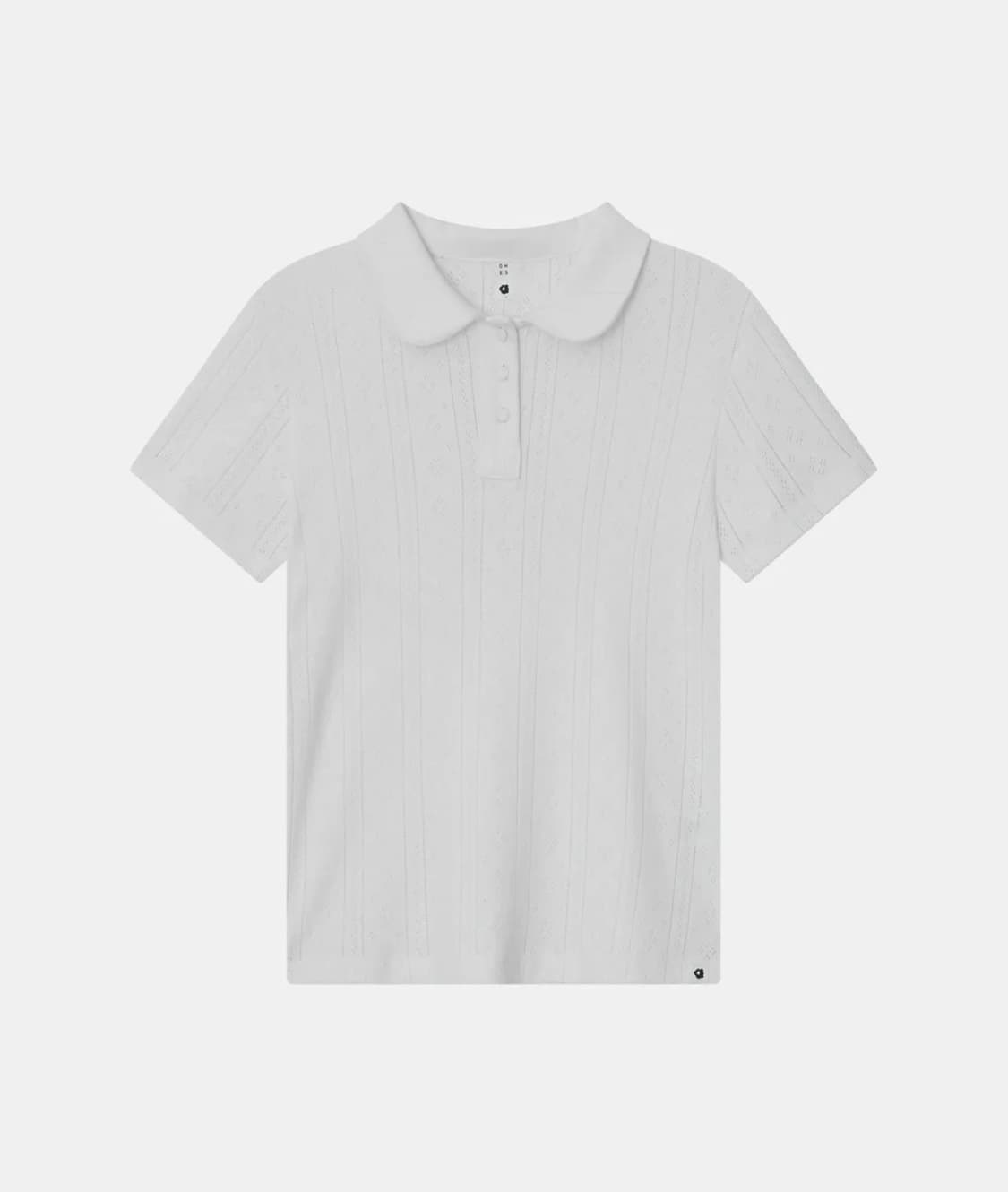 ROUND COLLAR JACQUARD PUNCHING TEE, WHIT 상품이미지1