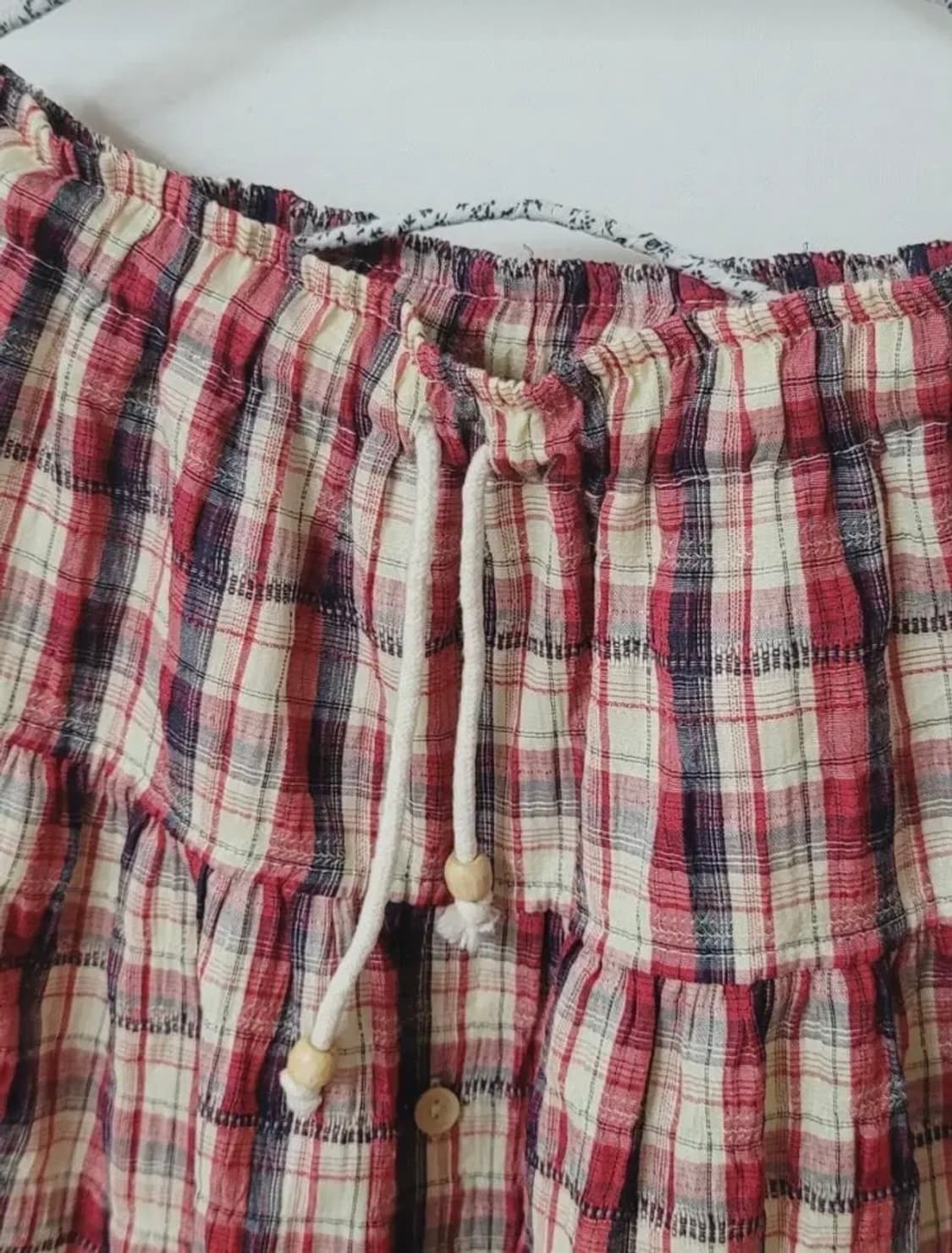 일본빈티지 체크 단추 스커트 상품이미지4