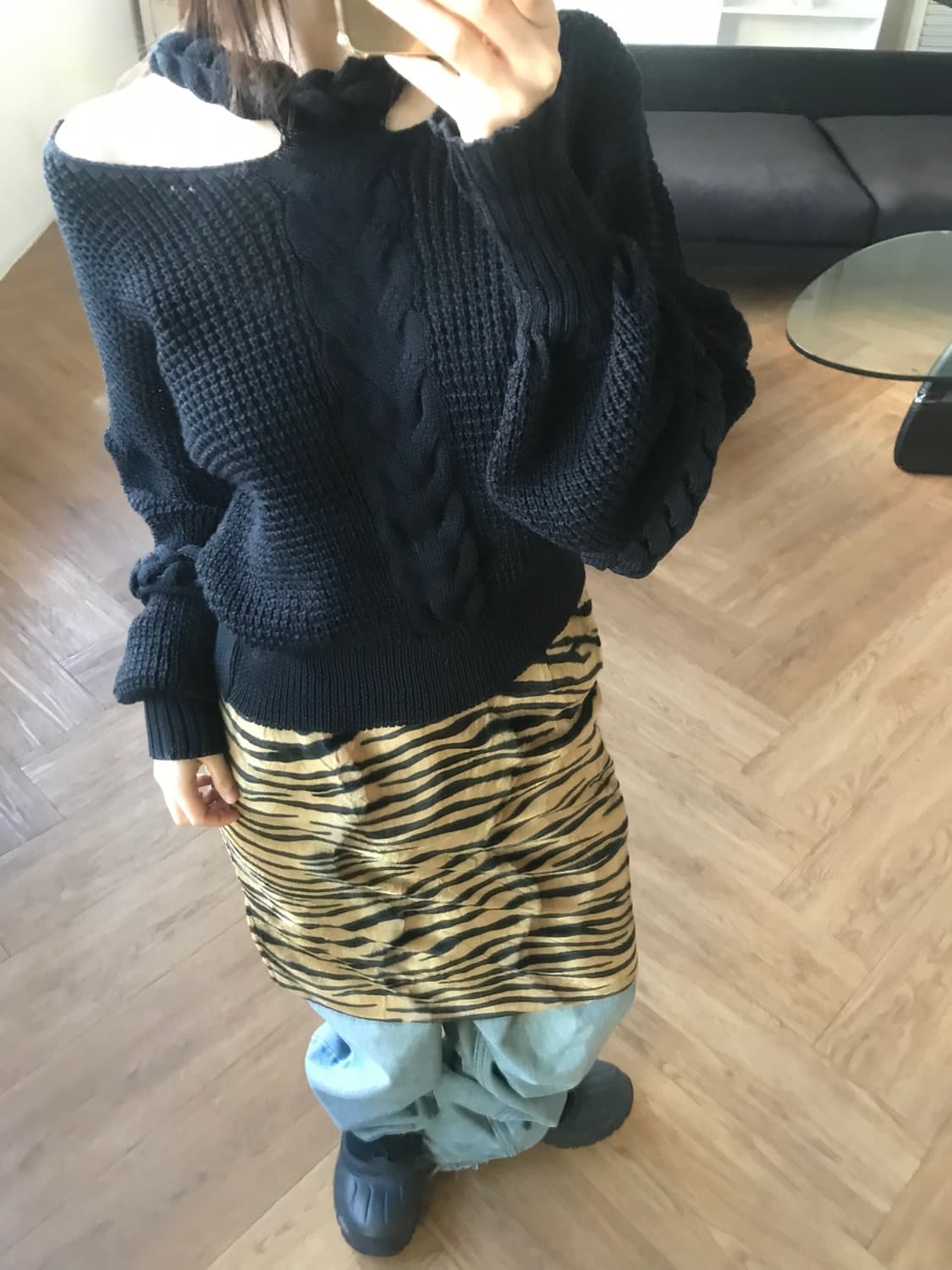 vintage velvet pattern skirt (25inch) 상품이미지4