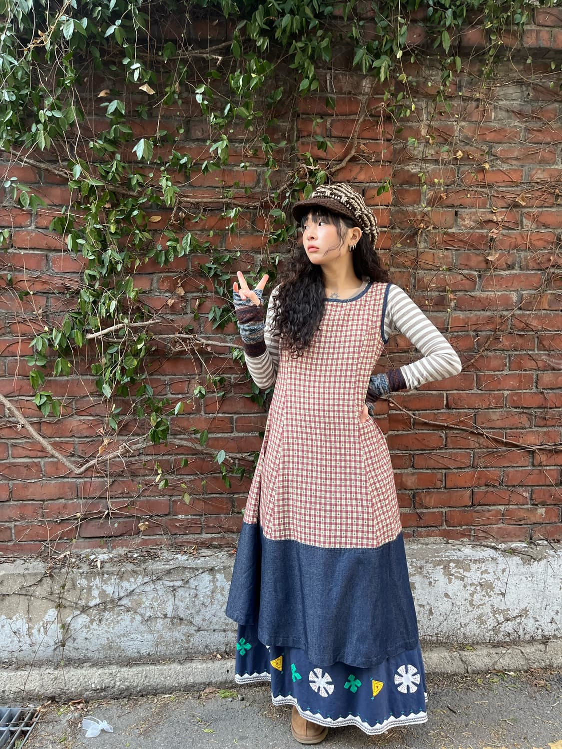 데님 포인트 빈티지 원피스 상품이미지3