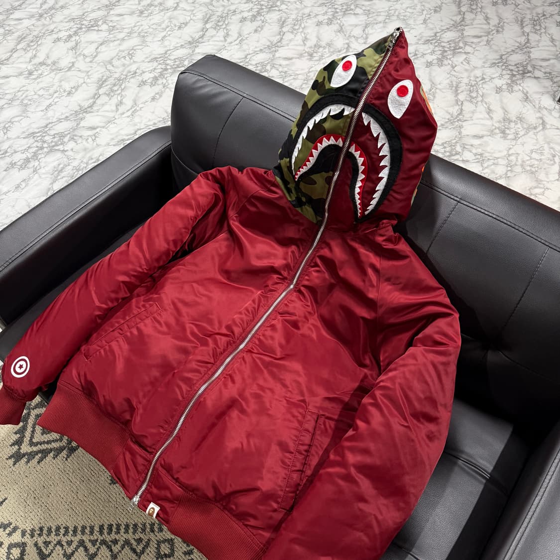 정품 베이프 하프 카모 녹계 샤크 풀 집업 후디 푸퍼 봄버 자켓 상품이미지1