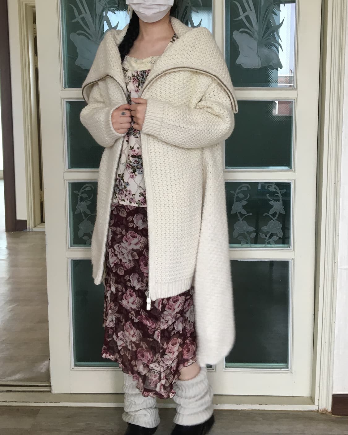 Heavy wool high neck unbalanced knit zip 상품이미지6