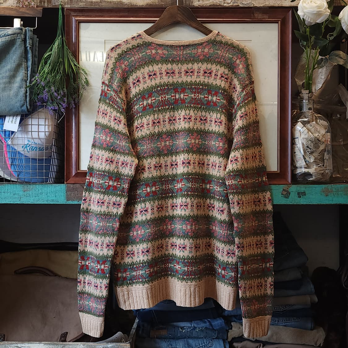 폴로 페어아일 핸드니트 폴로 브이넥 실크니트 L 상품이미지2