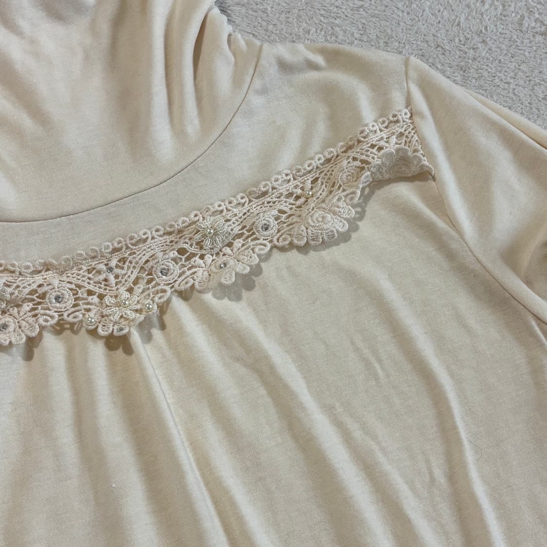일본빈티지 액시즈팜 아이보리 레이스 플라워포인트 이너 탑 상품이미지3