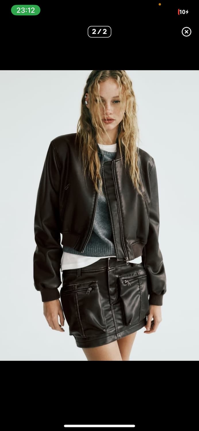 ZARA 자라 페이크 레더 봄버 재킷 자켓 S 사이즈 상품이미지2