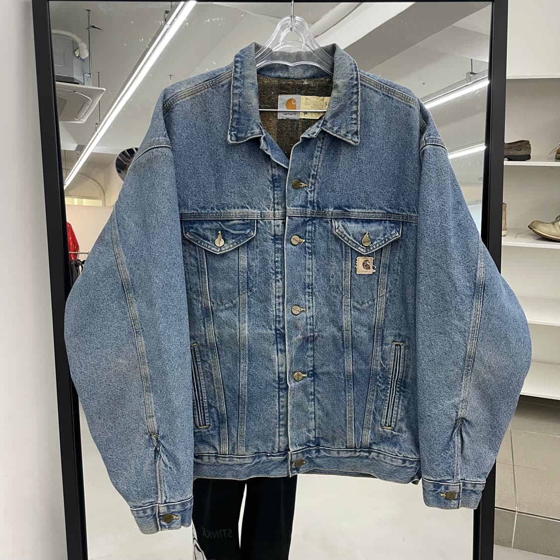 칼하트 90s OG 가죽패치 JB1908 워크 블랭킷 트러커 데님자켓 상품이미지2