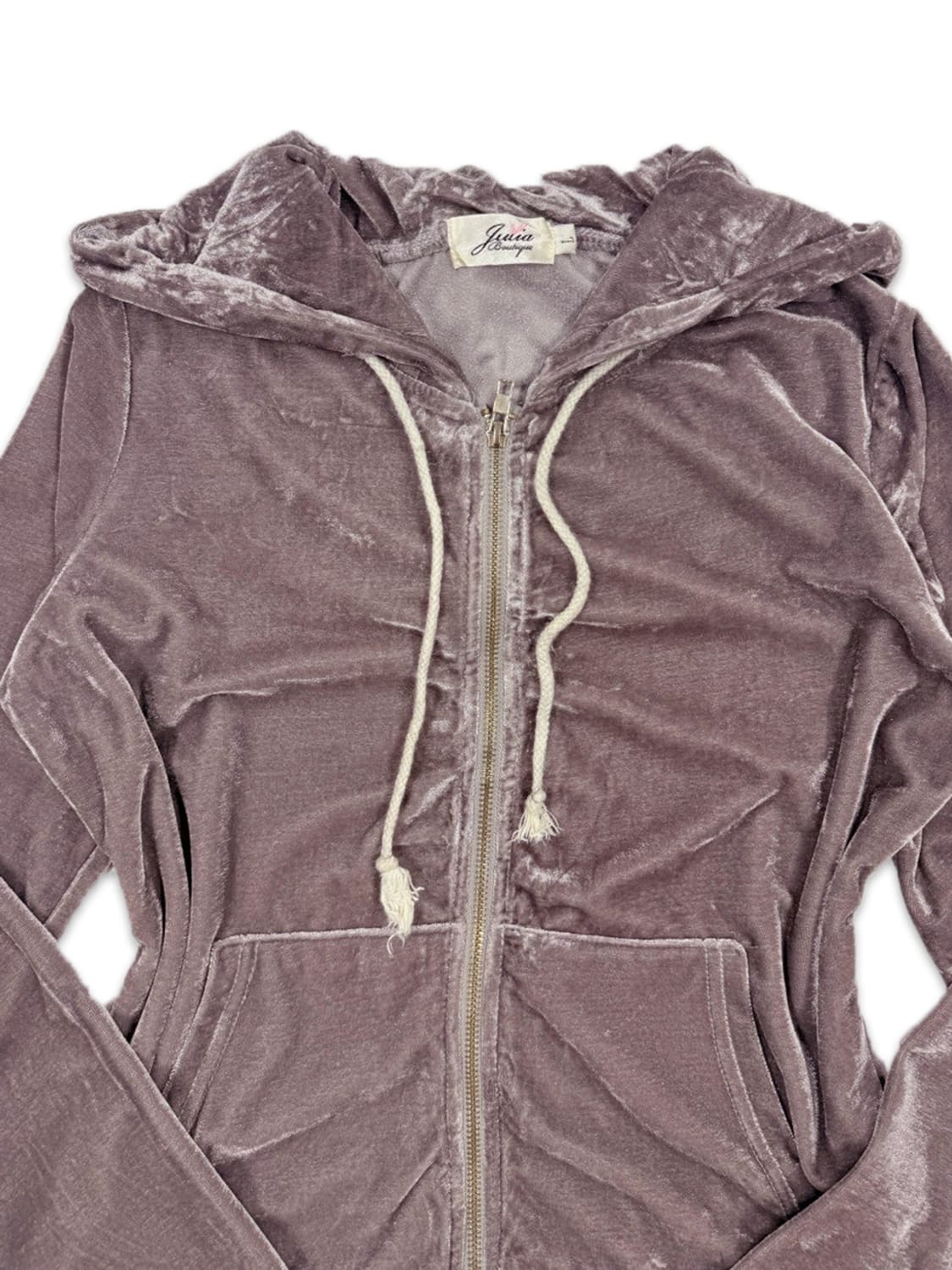 빈티지 핑크 로즈 벨벳 후드집업 부츠컷 셋업 상품이미지4