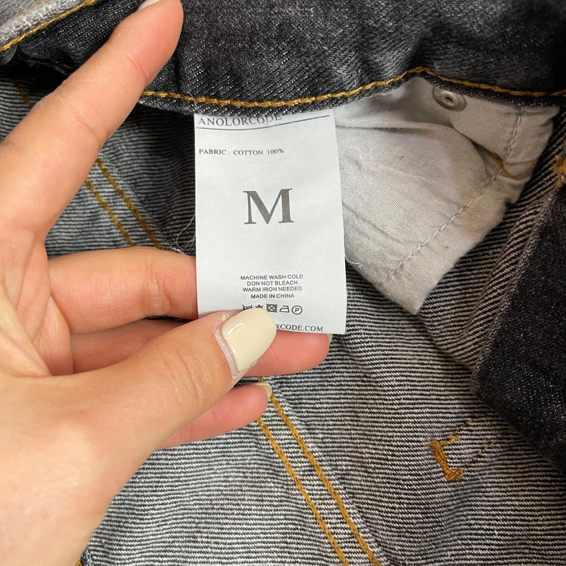 (32) 아놀로코드 흑청 워싱 와이드 데미지 데님 팬츠 M 상품이미지4