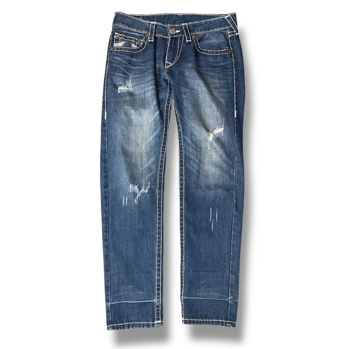 (34) 트루릴리젼 자수 화이트 스티치 데님 일자 팬츠  상품이미지1