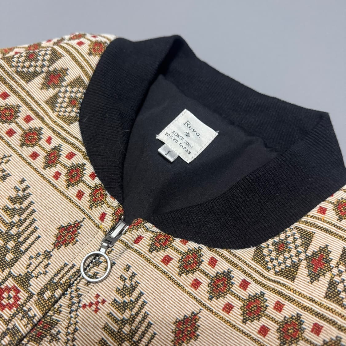 Revo. 아이보리컬러 노르딕 패턴 고블린 집업 블루종 자켓 상품이미지3