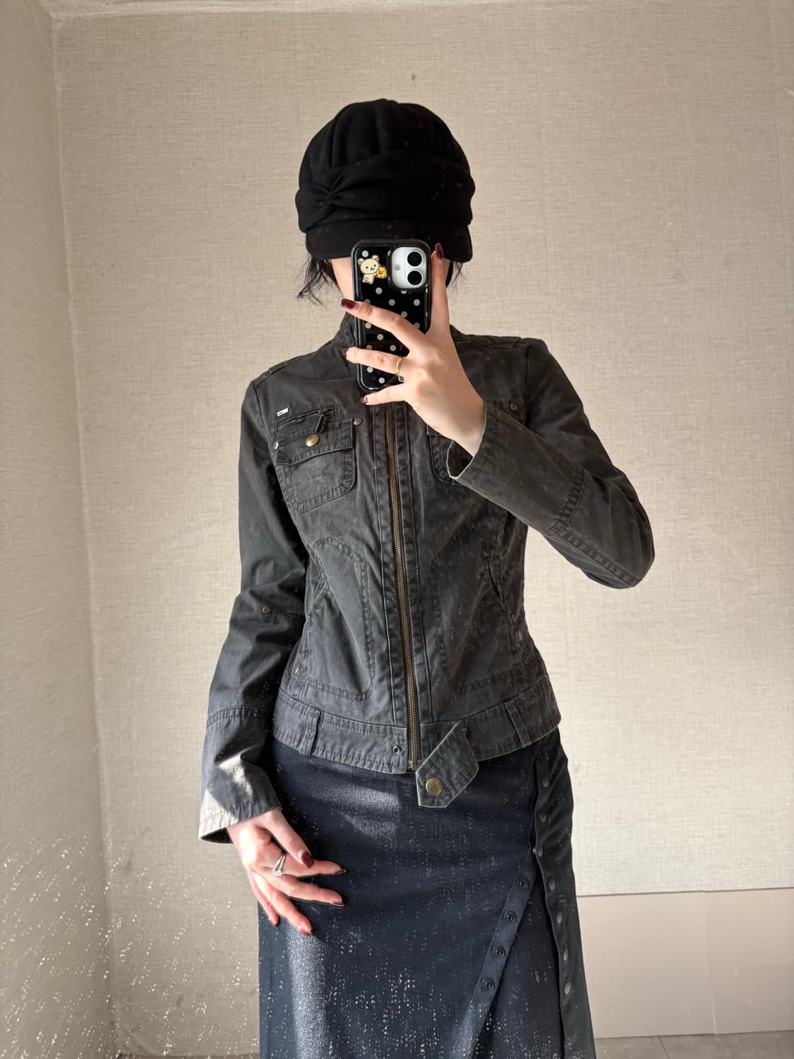 빈티지 그레이 넥버튼 자켓 상품이미지1