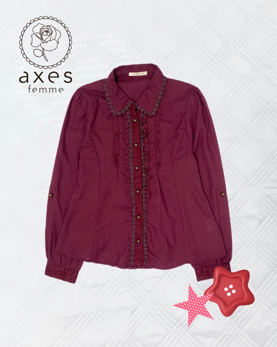 ꒰ঌ 엑시즈팜 체리와인 맛 블라우스 셔츠 ໒꒱ 상품이미지1