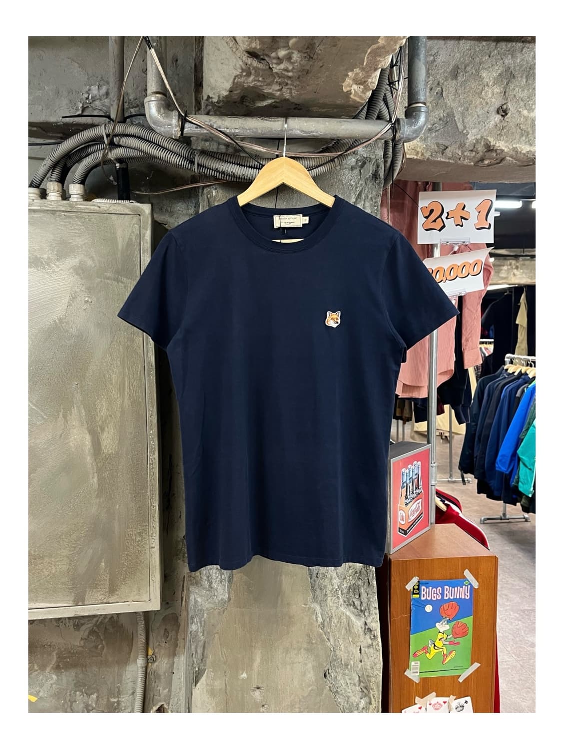 메종키츠네 폭스 헤드 패치 반팔티 네이비 XS #csz3326 상품이미지1