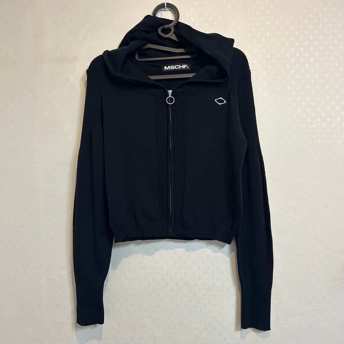 미스치프 롬버스 니트 후드 집업 니티드 후드 블랙 M  상품이미지4