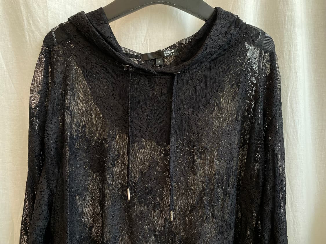 블랙 레이스 후드탑(F) 상품이미지5