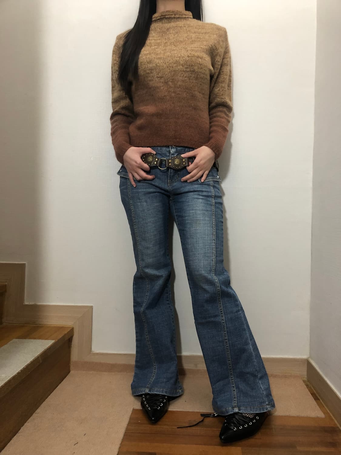 빈티지 브라운 그라데이션 니트 상품이미지4