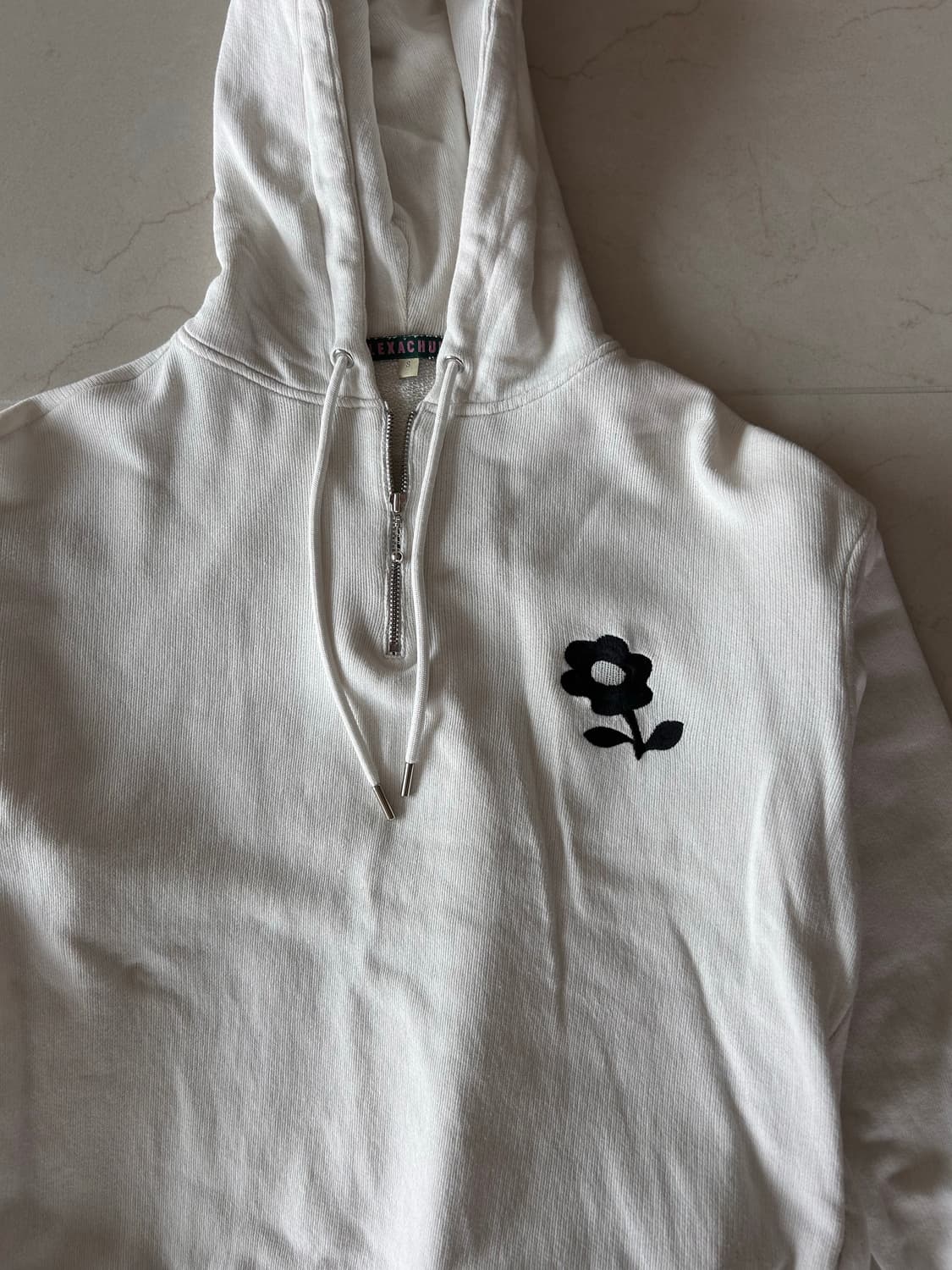 알렉사청 반집업 코튼 후드티 화이트 S 상품이미지3