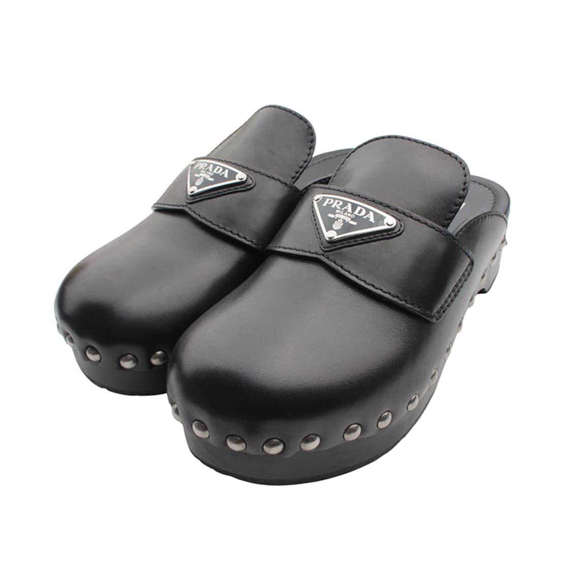 프라다 블랙 레더 클로그 35 상품이미지1