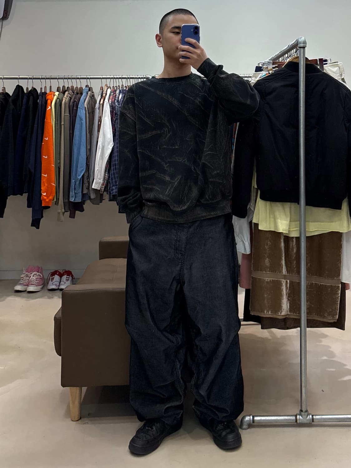 나이키 블리치 프린트 로고 맨투맨 상품이미지8