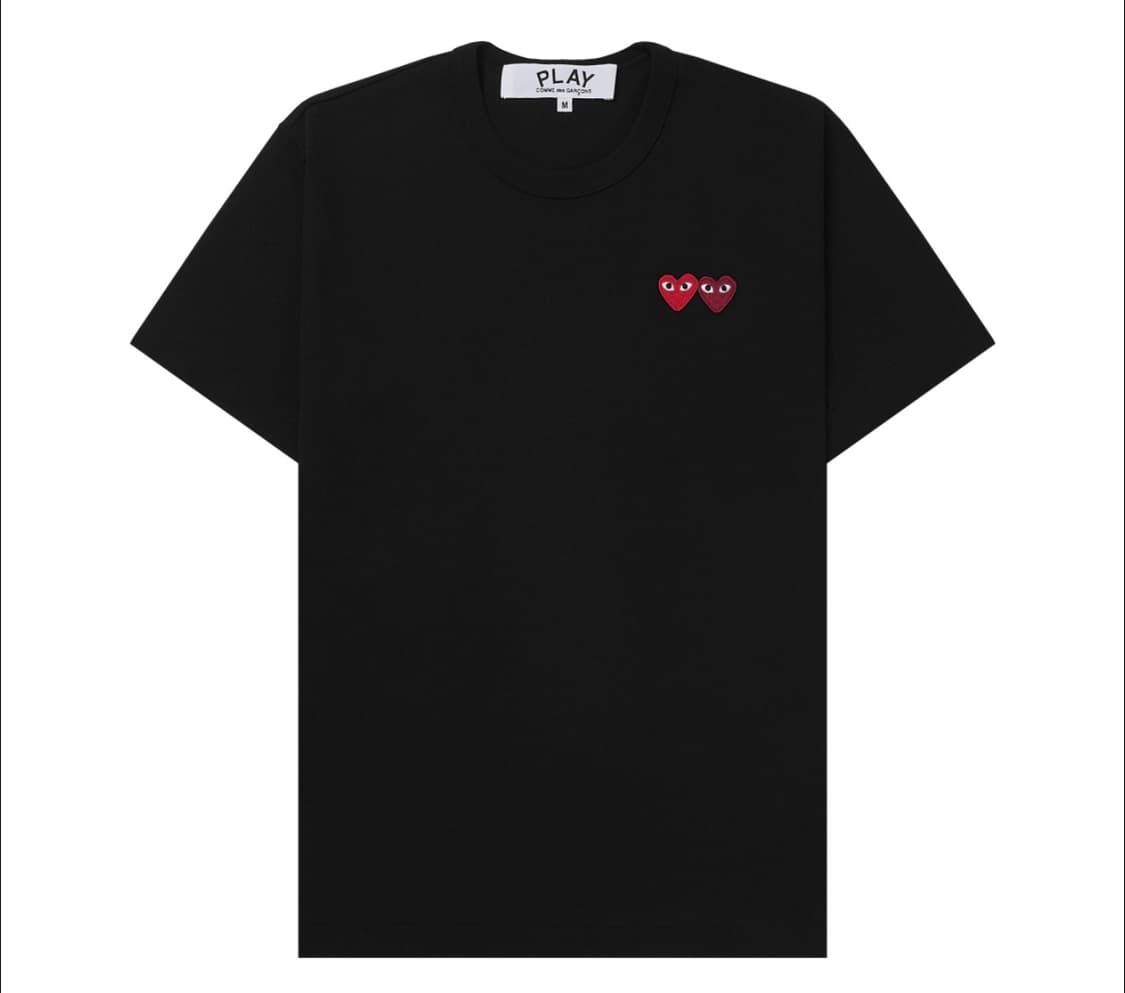 플레이 꼼데가르송 더블 하트 티셔츠 블랙 상품이미지1