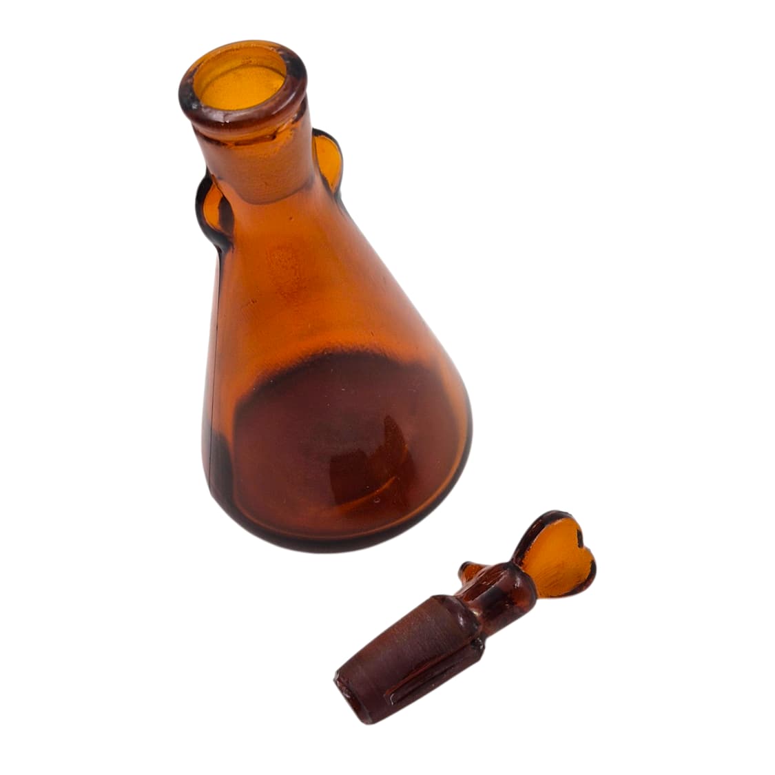 80s 핸드블로운 엠버 보들 하트&클로버 1p 상품이미지3