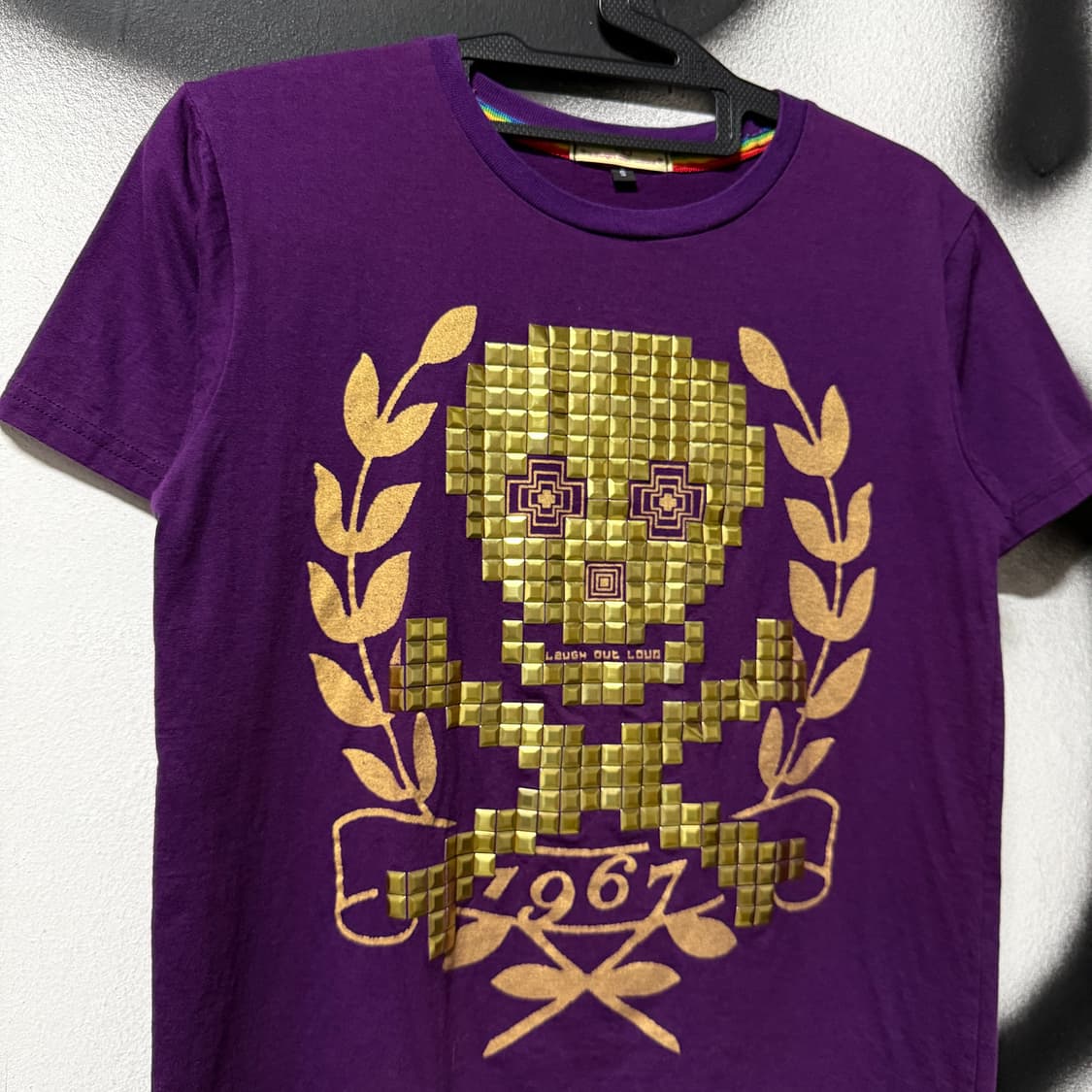 VTG 빈티지 입체주의 스컬 스터드 락 고스 딱붙핏 펑크 반팔 티셔츠 상품이미지3