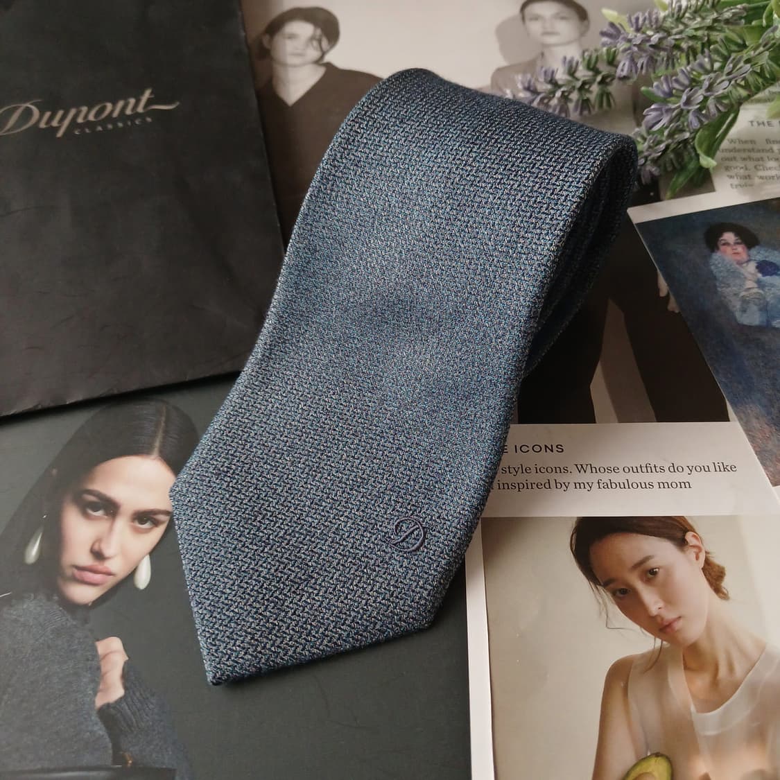 에스티듀퐁 넥타이 네이비 텍스처 조직 8.2cm A+등급 A19875 상품이미지9