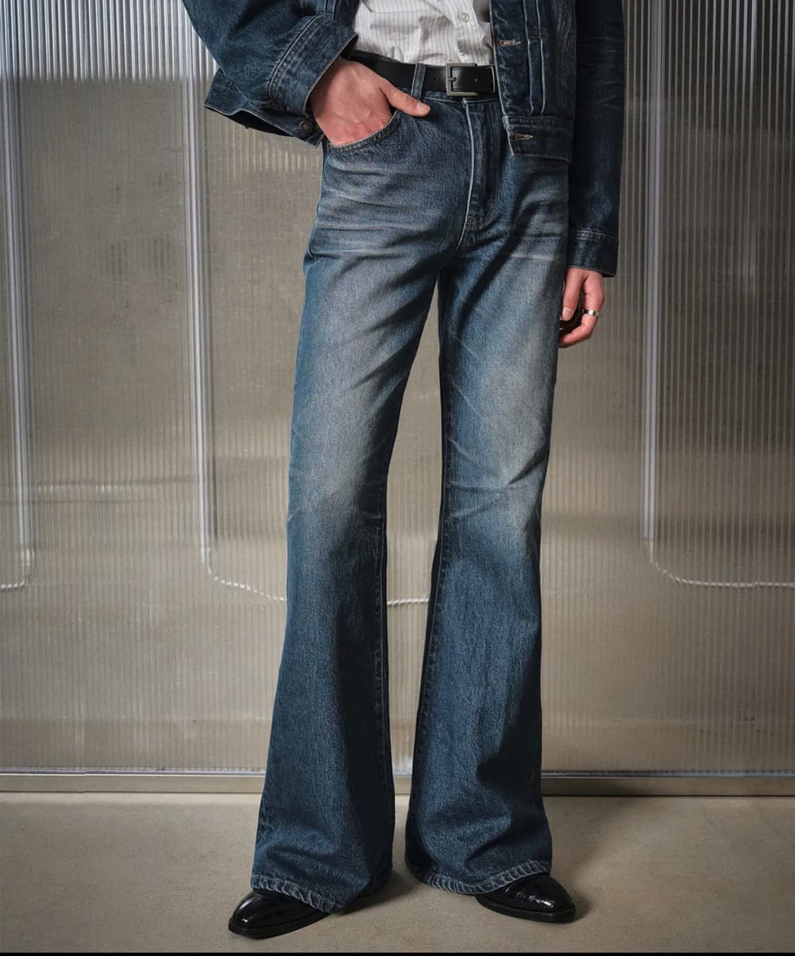 엘무드 잔느 플레어 데님 팬츠 46 상품이미지1