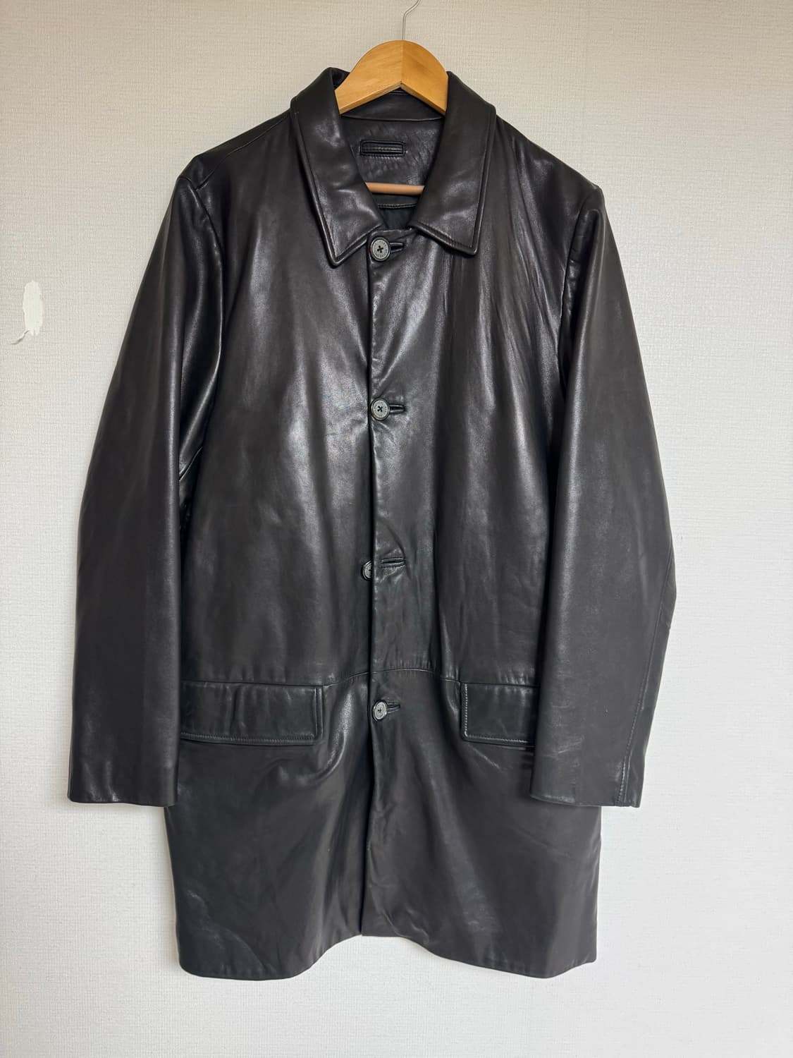 L 브룩스브라더스 레더 카코트 블랙 가죽 자켓 상품이미지1