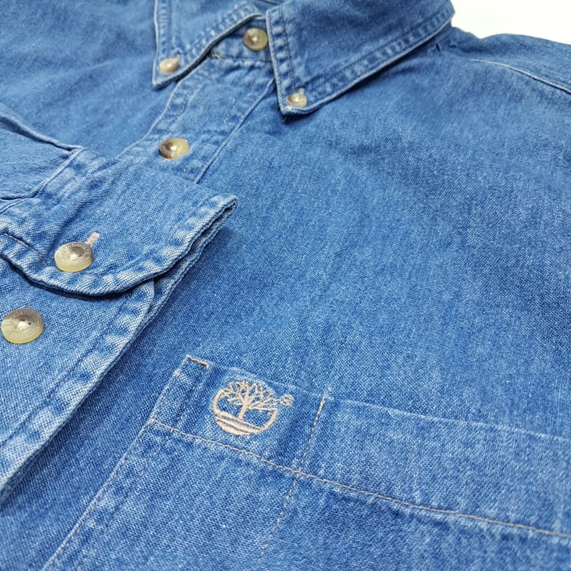 CL622 M 팀버랜드 90s 홍콩판 코튼 버튼다운 데님셔츠 남방 상품이미지4