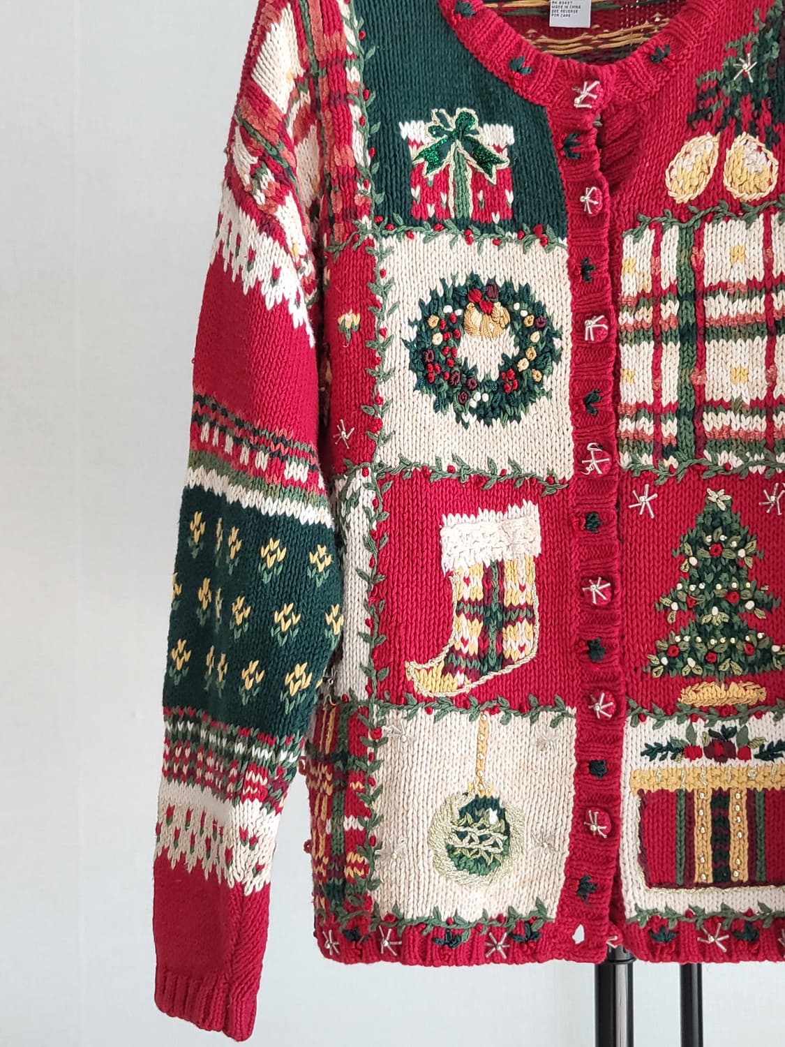 Heirloom 레드 크리스마스 빈티지 가디건 상품이미지4