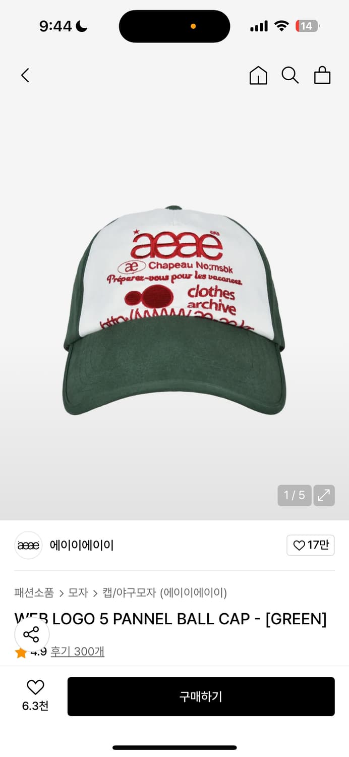 WEB LOGO 5 PANNEL BALL CAP - [GREEN] 상품이미지1