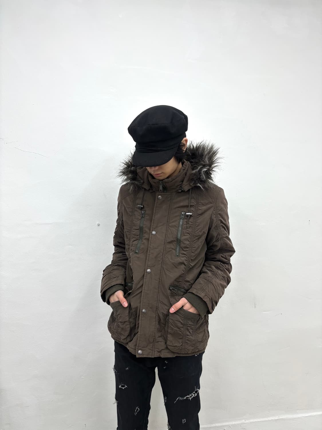 Spinash v-kei mood brown grunge fur jack 상품이미지6