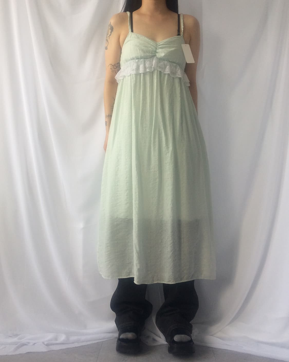 Lace trimming sleeveless onepiece 상품이미지4