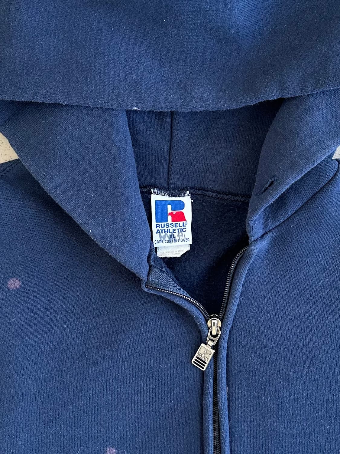 90s 빈티지 러셀 후드집업 네이비 XL 페인팅 상품이미지10