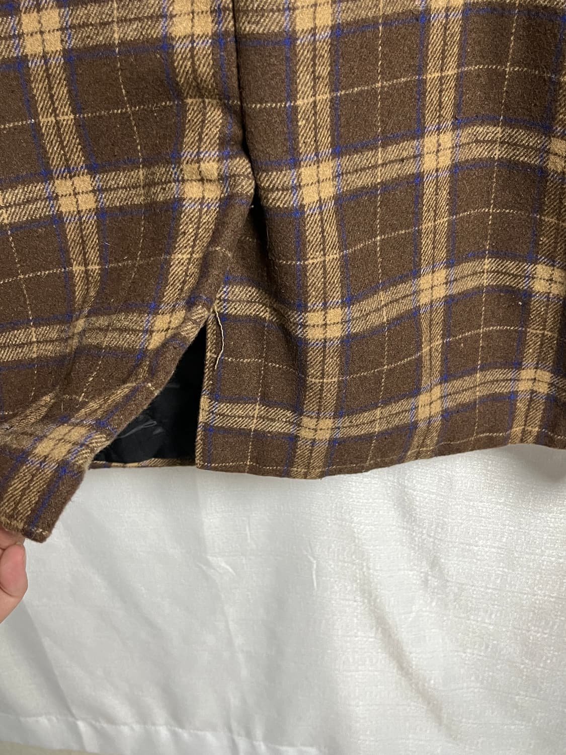 공용 세미오버핏 브라운 더블 체크 롱코트 L 상품이미지7