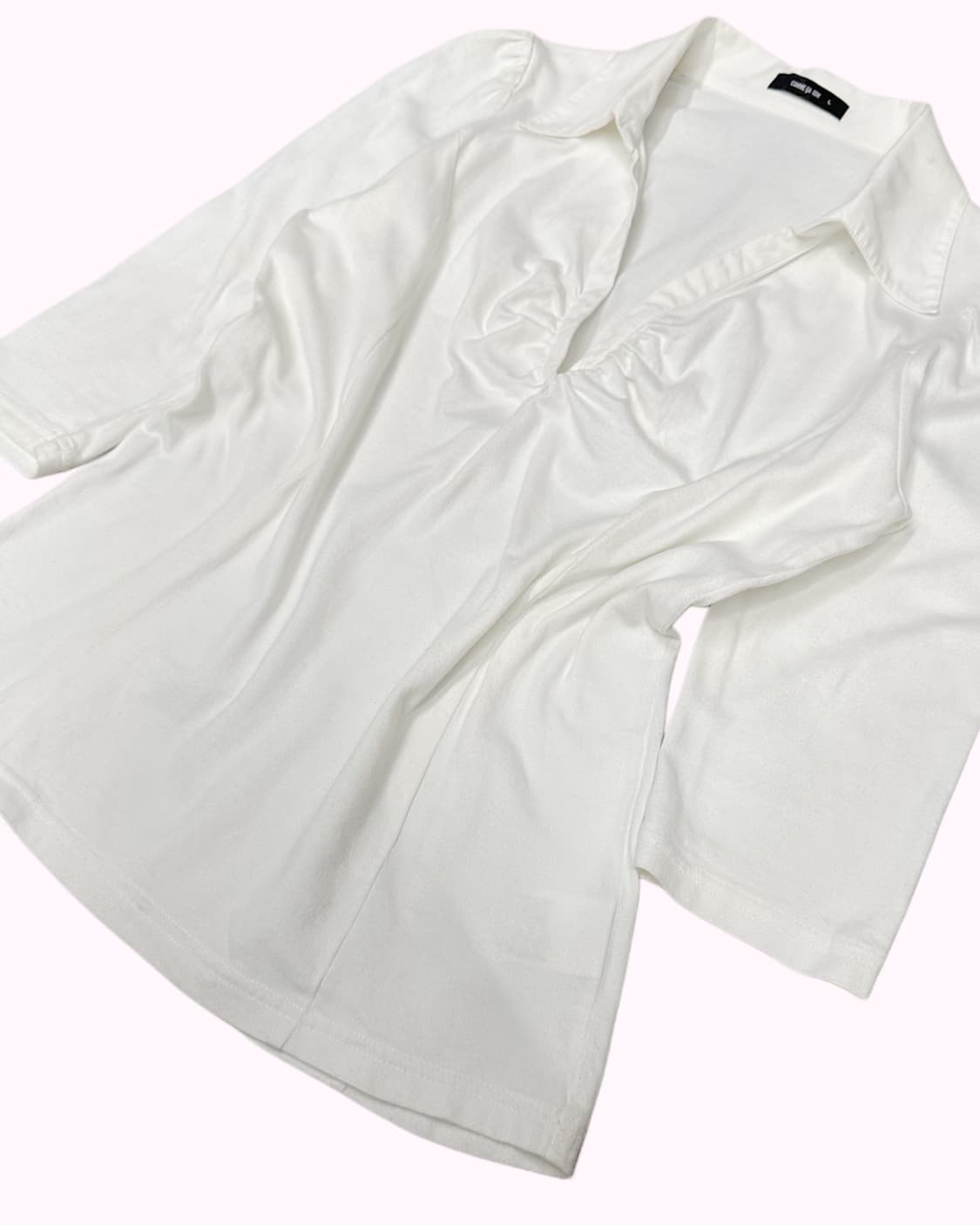white shirring collar t-shirt 상품이미지3