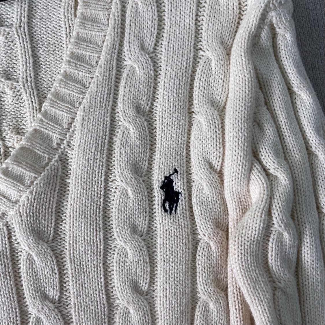 90 폴로랄프로렌 브이넥 꽈배기 니트 상품이미지3