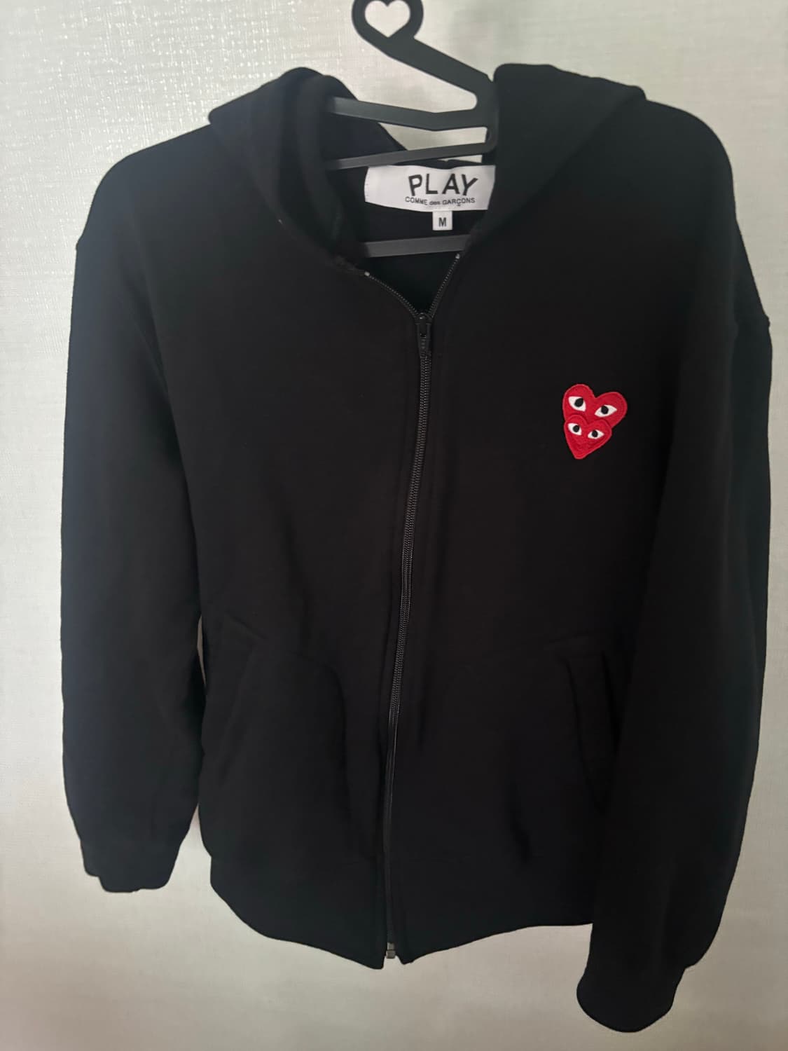 정품) 실착1회 m 꼼데 더블 와펜 후드집업 상품이미지1