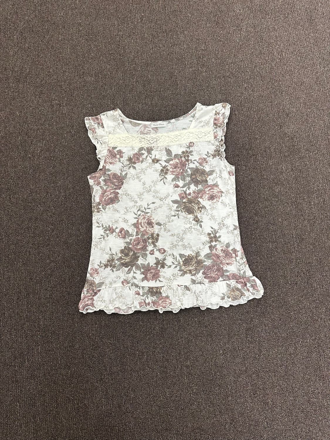 L)Japanese vintage 여성 플라워 패턴 레이스 나시 상품이미지3